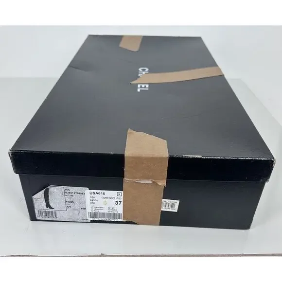 ⭐️ Chanel Black Leather Cap Toe Over The Knee Boots Sz 37 / 7 - Picture 16 of 16